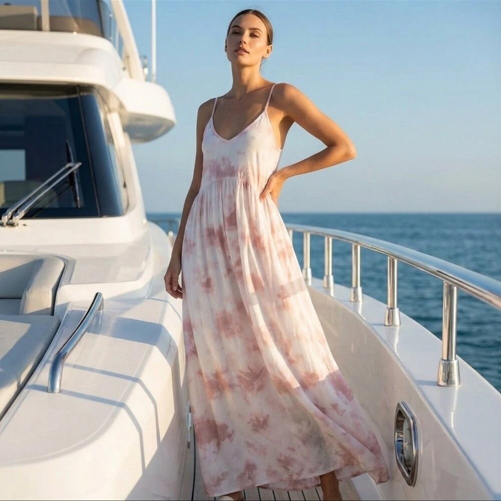 Z Supply Pink Tie-Dye Maxi Dress